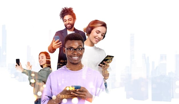 A collage of diverse people from different cultures around the world interacting with computers and smartphones, showcasing e-commerce platforms and digital marketing campaigns.