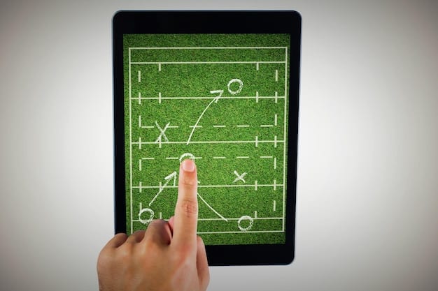 A referee reviewing a play on a tablet with AI analysis displayed, showing the intersection of human judgment and artificial intelligence in sports officiating.