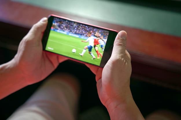 A close-up shot of a mobile phone screen displaying a sports betting app with live game odds. The background should be blurred to focus on the app interface, highlighting the ease and accessibility of placing bets.