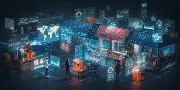 Futuristic digital marketplace representing 2025 US e-commerce growth and strategic innovation for online retailers