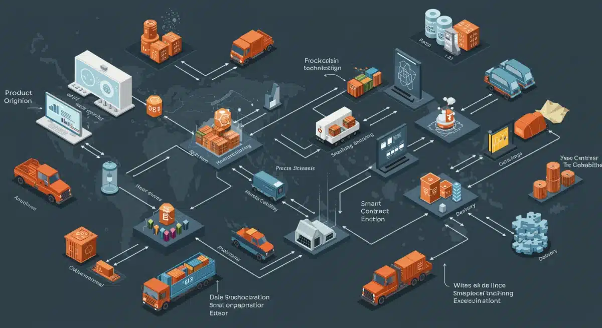 Infographic showing blockchain's role in supply chain traceability and verification