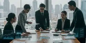 Business team strategizing for 2025 inflation outlook and profit margins