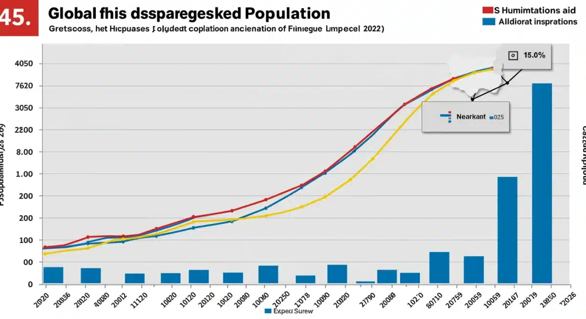 Global displacement trend and US aid finances chart