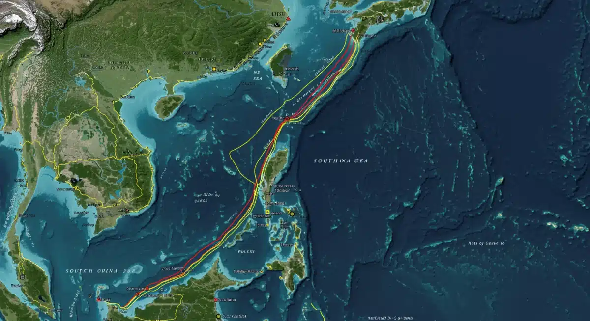 Satellite map of disputed South China Sea territories