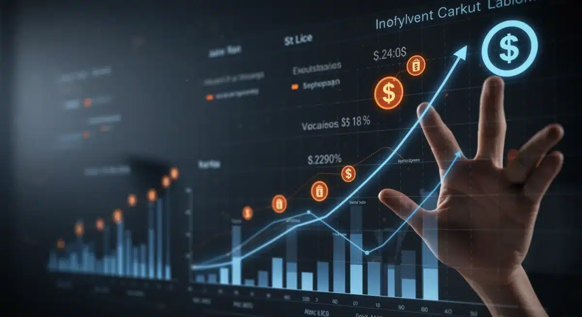 Digital dashboard showing positive economic indicators for the US labor market.