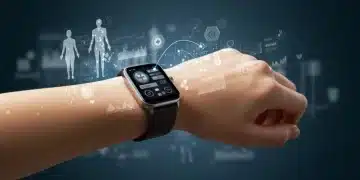 Wearable Tech 2025: Health Monitoring & Personalized Diagnostics Update Futuristic smartwatch displaying health data for personalized diagnostics