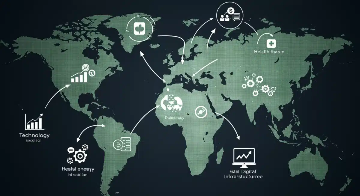 Infographic detailing key private equity investment sectors for 2025, including technology, healthcare, and sustainable energy.