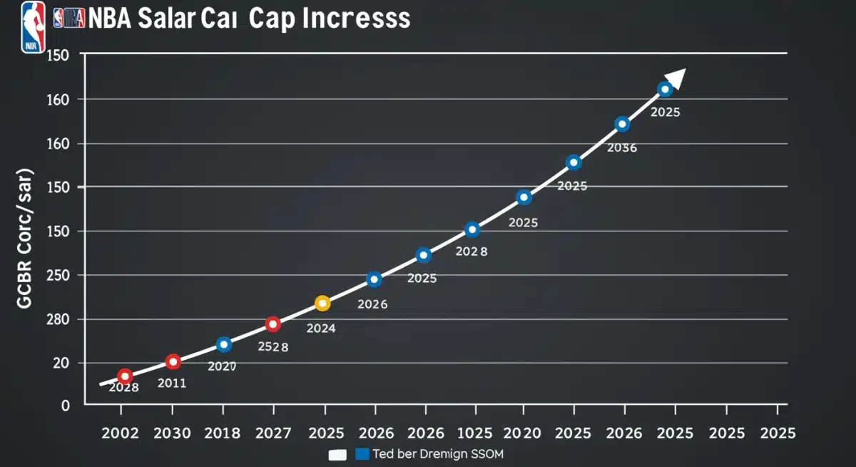 NBA salary cap growth chart, illustrating financial trends