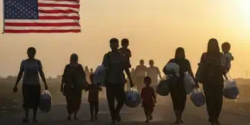 Refugees on road, US humanitarian aid in 2025