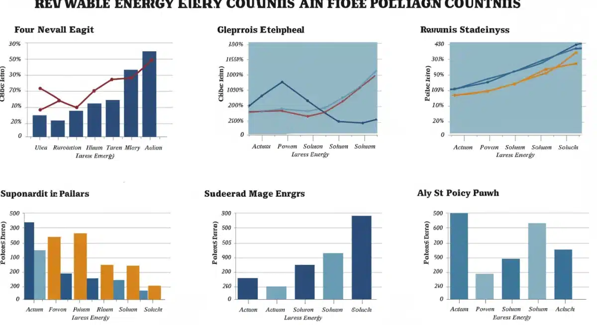Infographic comparing renewable energy targets of six major countries
