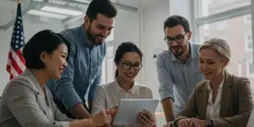 Small business owners discussing federal grant opportunities for 2025