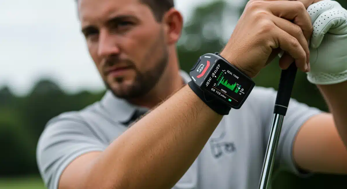 Golfer using a smart grip with real-time swing data on the 2025 PGA Tour.