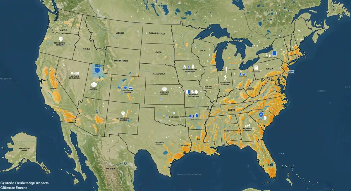 Map of US showing climate impact and policy responses
