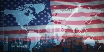 U.S. Trade Policy Updates 2025: New Tariffs Impact Import/Export Global trade network with U.S. flag, showing economic impact of new tariffs on import export businesses in 2025.