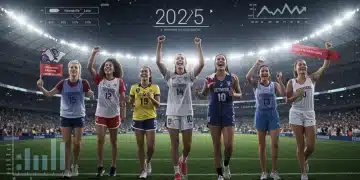 Female athletes celebrating on field, symbolizing record growth in women's sports